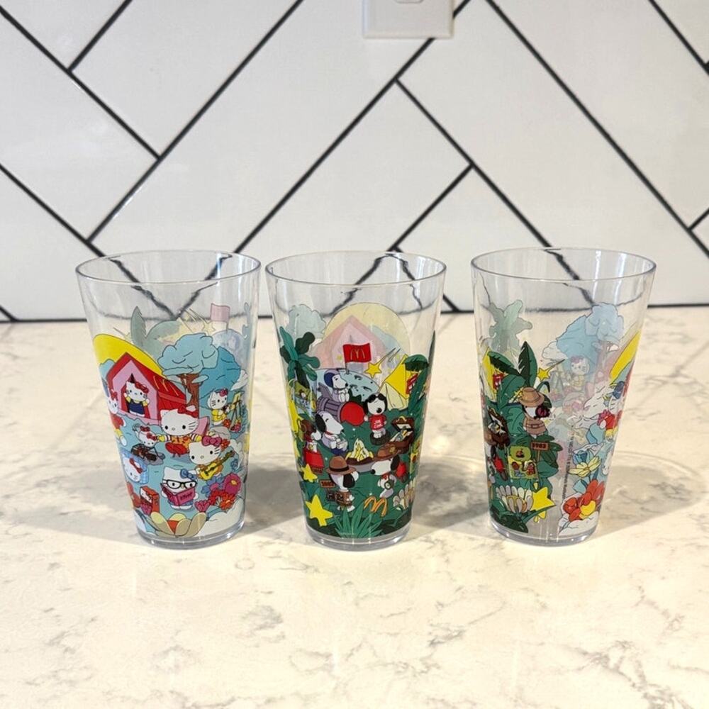 McDonald's 2024 Collector's Edition Cup featuring Hello Kitty & Snoopy plastic